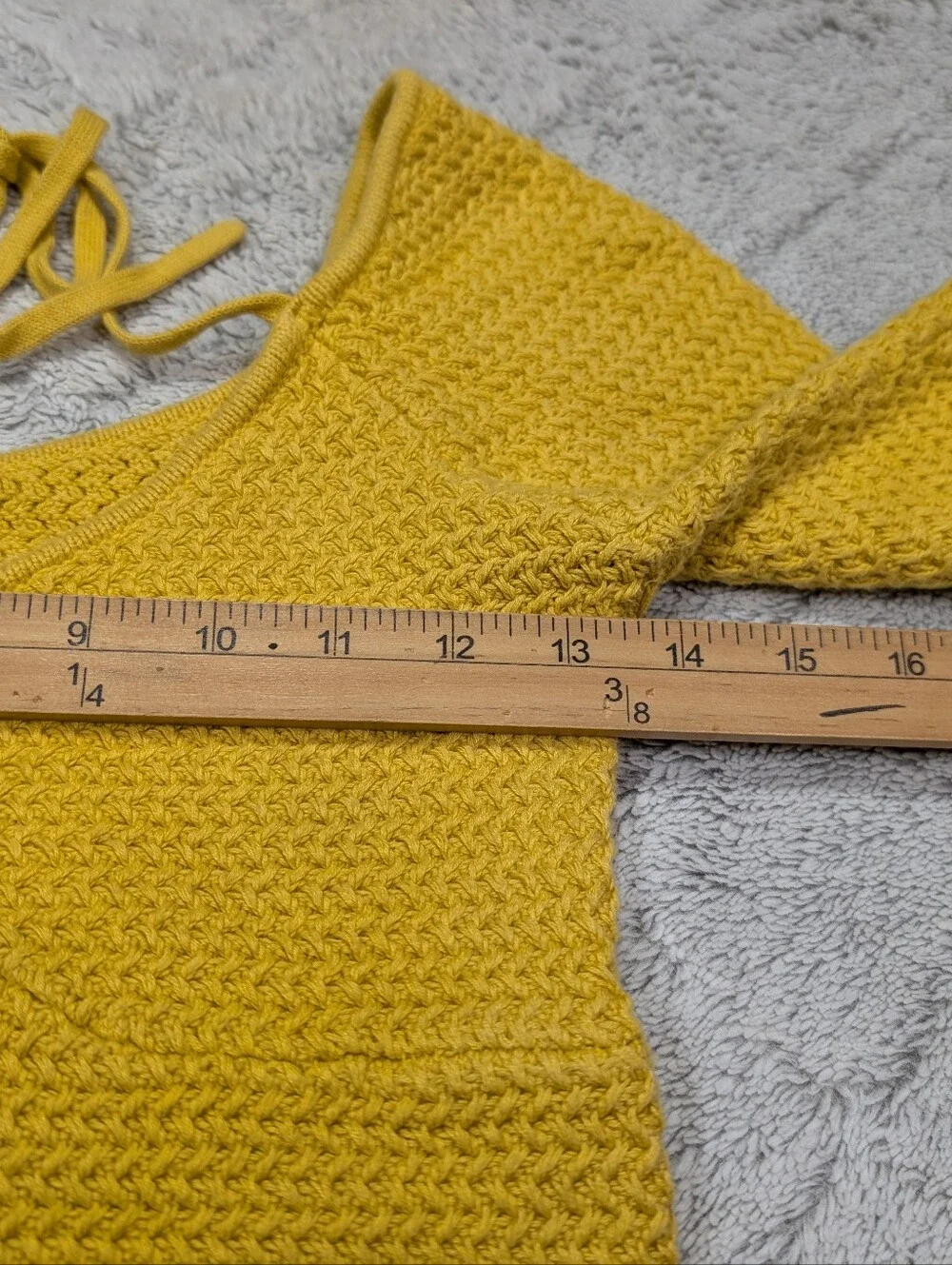 Free People Sweater Womens S Yellow Beach Coastal Layer Crop Knit Festival